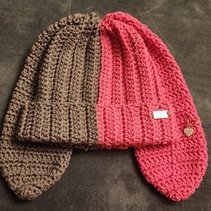 Two Tone Beanie with Bunny Ears